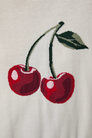 CHERRY GRAPHIC LIGHTWEIGHT SWEATER