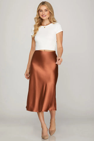 SATIN MINI SKIRT WITH ELASTIC WAIST