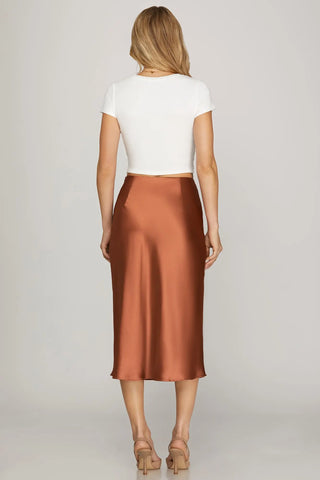 SATIN MINI SKIRT WITH ELASTIC WAIST