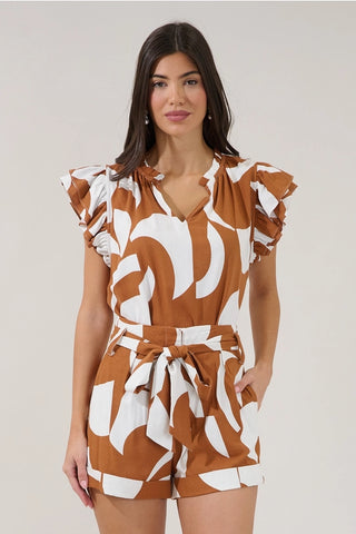 OATMEAL FALL RUFFLE BLOUSE