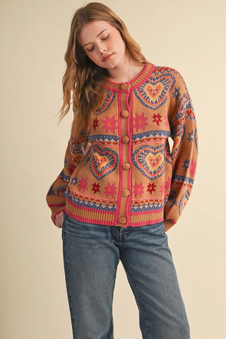 COLORFUL HEARTS SWEATER CARDIGAN