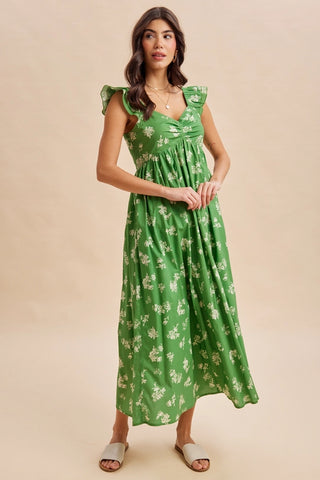 FLORAL SWEETHEART NECKLINE MAXI DRESS