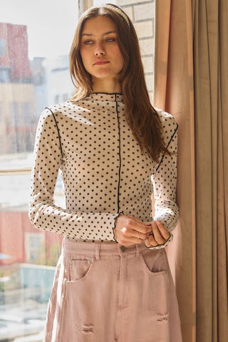 POLKA DOT MESH TOP