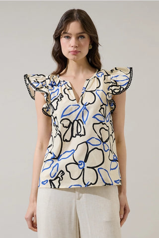 MOD RUFFLE POPLIN TOP