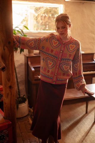 COLORFUL HEARTS SWEATER CARDIGAN