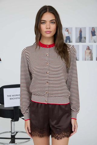 STRIPE CONTRAST CARDIGAN R&B