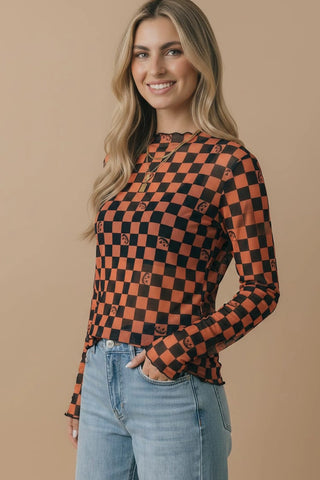 HALLOWEEN PUMPKIN MESH SHIRT