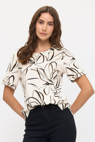 CREPE PLEATED DETAIL TEE