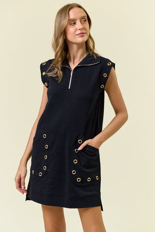 GROMMET DETAIL SWEATSHIRT DRESS