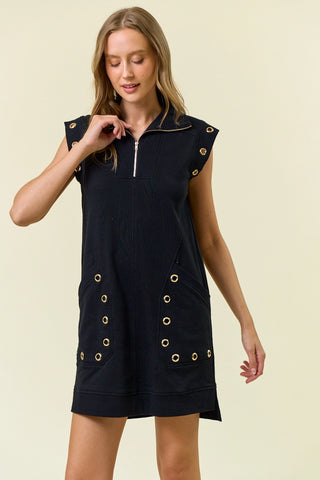 GROMMET DETAIL SWEATSHIRT DRESS