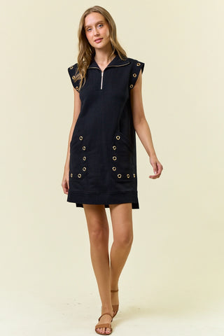 GROMMET DETAIL SWEATSHIRT DRESS