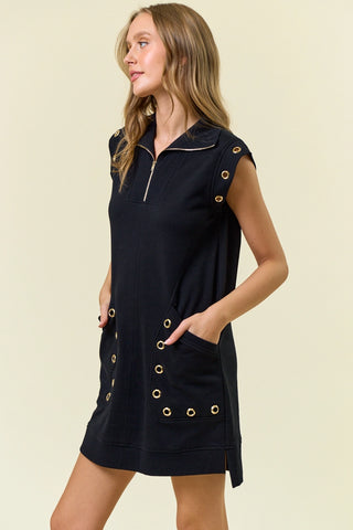 GROMMET DETAIL SWEATSHIRT DRESS