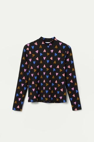 HEART PRINT LONG SLEEVE SOFT TEE