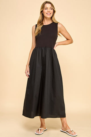 SOLID CONTRAST POCKET MIDI DRESS