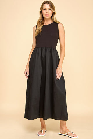 SOLID CONTRAST POCKET MIDI DRESS