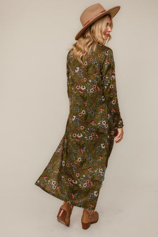 LONG SLEEVE FLORAL DUSTER CARDIGAN
