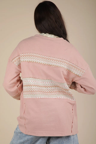 OVERSIZED CONTRAST KNIT TOP-BOHO CHIC