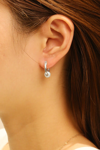 DUO HOOP HUGGIES in SILVER