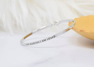I AM WORTHY & LOVED BANGLE BRACELET